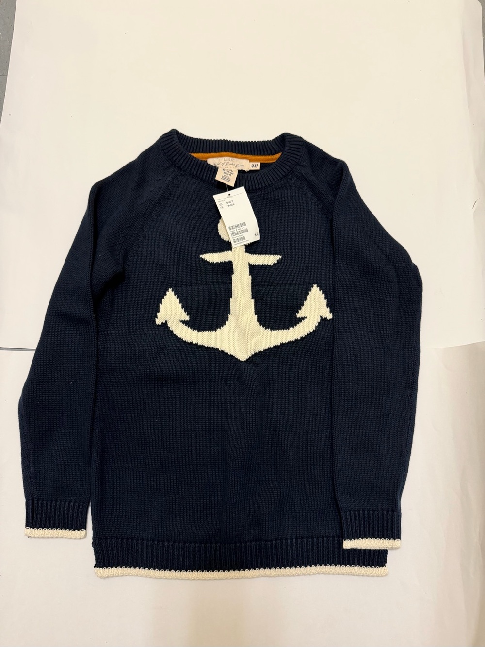 H&M Navy Blue Sweater with Cream Anchor